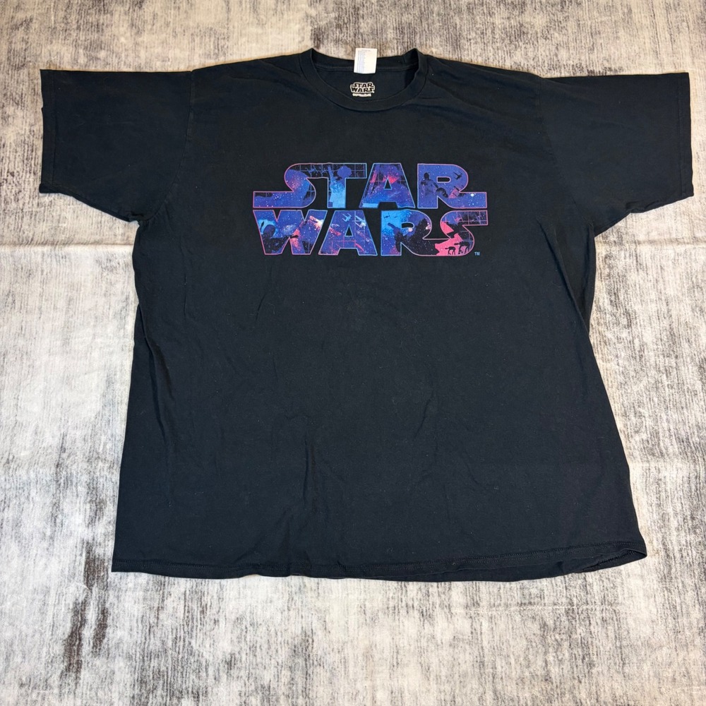 Star Wars Port & Company Graphic T-Shirt Mens 3XL Black Galaxy Logo Tee